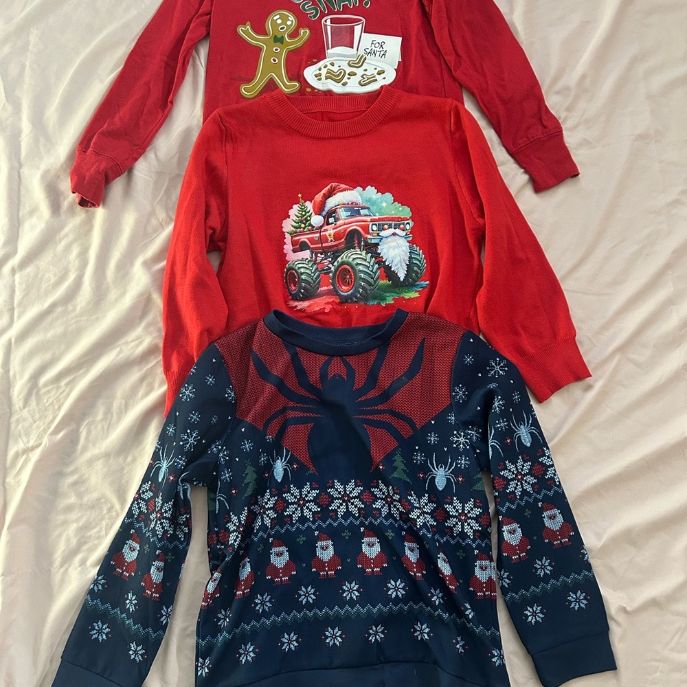 Kids Red and Blue Holiday Sweatshirts
